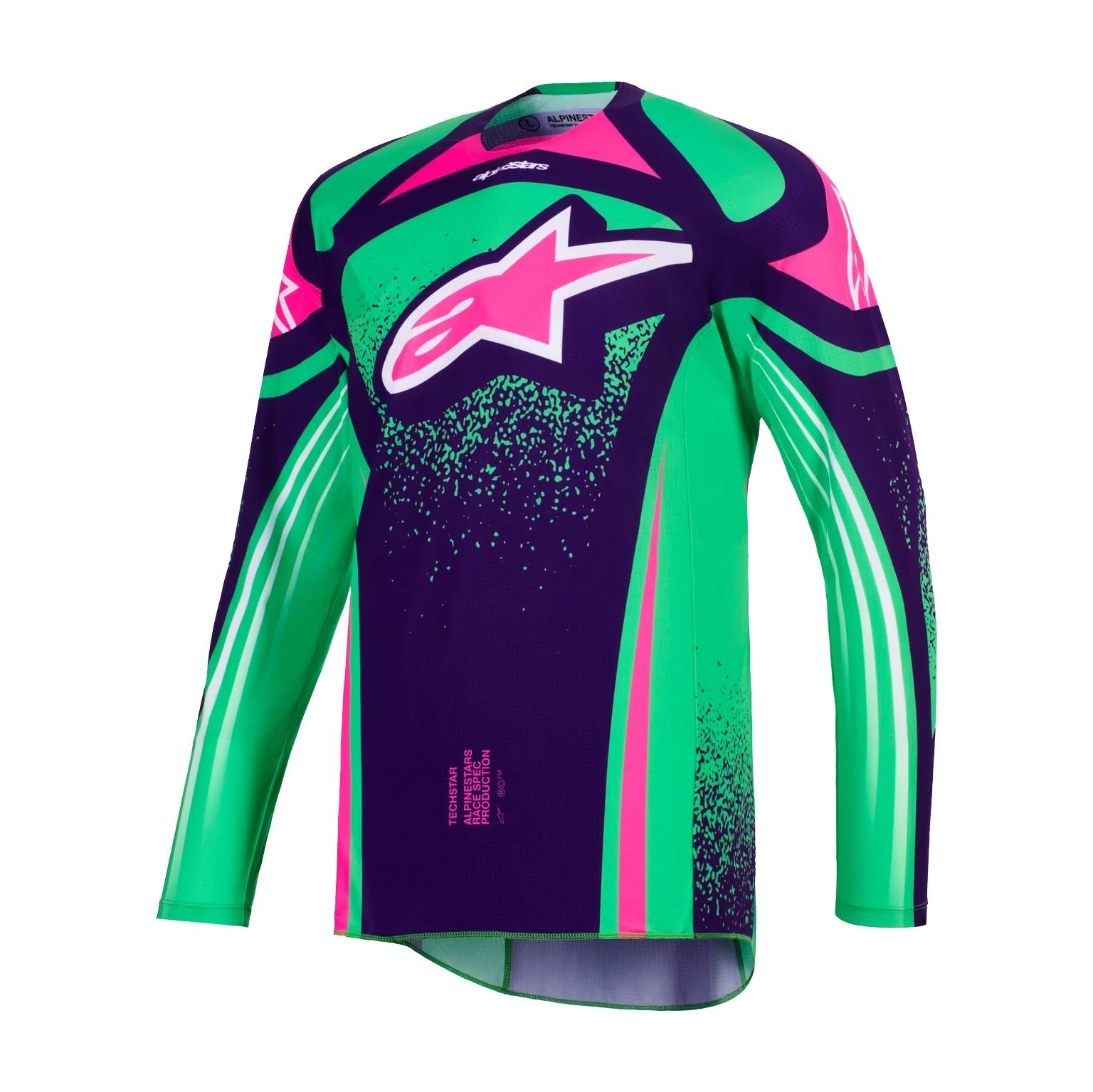 Alpinestars 2026 Techstar Nomur Motocross Jersey Deep Purple Green Pink Fluo